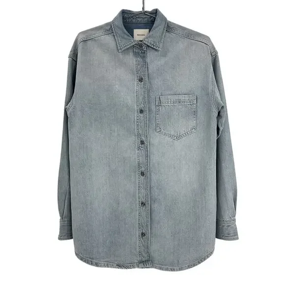 Reformation Denim Blue Gracie Shirt Size XS - Picture 2 of 4
